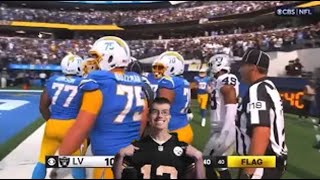 Joshua Palmer Jack Jones EJECTED Raiders vs Chargers FIGHT  FAN REACTION [upl. by Hpseoj]