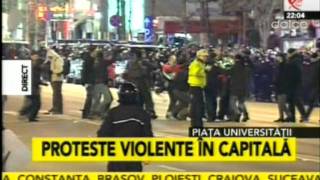 Proteste Violente in Bucuresti  Romania 14012012 1 [upl. by Netty]