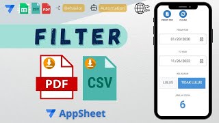 61 Download file PDF dan CSV berdasarkan data yang di Filter  AppSheet [upl. by Ahsenet247]