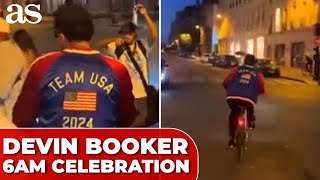 DEVIN BOOKER stuns by leaving Paris CLUB in style at 6 am after TEAM USA’s GOLD MEDAL WIN [upl. by Delaine]