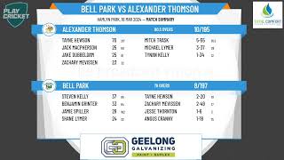 Geelong Cricket Association  Semi Final 2  Semi Finals  Bell Park v Alexander Thomson  Day 2 [upl. by Imojean955]