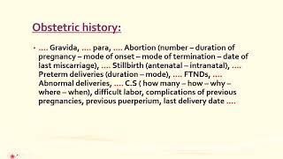 obstetric history [upl. by Rekab]