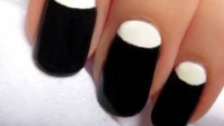 Half Moon Manicure Nail Art [upl. by Lamee]