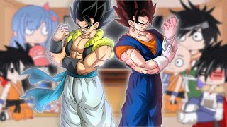 Past Dragon Ball characters react to Gogeta and Vegito  credit in the description [upl. by Drwde]