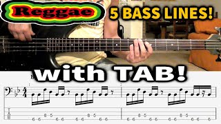 REGGAE BASS TABS  5 LINES in the style of famous songs [upl. by Ingalls751]