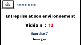 Entreprise et son environnement  Exercice 7 [upl. by Eneirda]