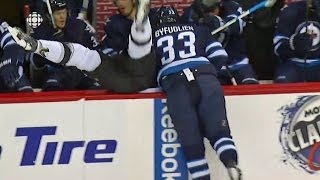 Byfuglien bulldozes Muzzin into the bench [upl. by Darill]