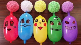 Making Slime With Funny Balloons and Floam Balls  Pikachu [upl. by Kobi]