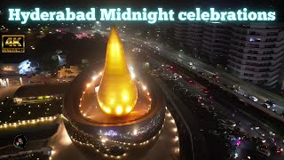 Hyderabad at 01012024 1 AM  Midnight New year celebrations Skyview 4K [upl. by Maillil]