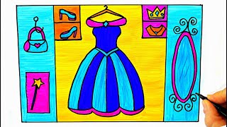 Elbise Çizimi 👗 Elbise Dolabı Çizimi  Kıyafet Dolabı Çizimi  Elbise Çizimleri  Dress Drawing Easy [upl. by Sabba632]