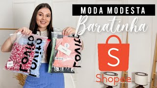 Moda evangélicaModesta baratinha na SHOPEE  SAIA DE R 2518  Provando as peças  LOVITO [upl. by Nomyaw]