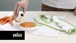 Recette pour bébé I Purée pommes de terre et carottes avec Braun MQ523 [upl. by Nylitsirk]