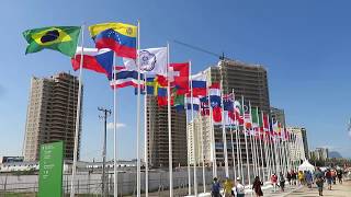 Nation amp Olympic Flags Blowing in the Wind 81316 [upl. by Herrah]