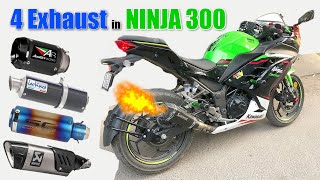 Loud Exhaust in NINJA 300 with Back Fire  Austin Racing [upl. by Aihsiek700]