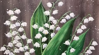 Easy Flowers Lily of the Valley Acrylic Painting Tutorial LIVE [upl. by Dnalyag546]