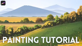 Environment Painting in Procreate  Grass Hill FULL TUTORIAL [upl. by Leima]