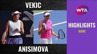 Donna Vekic vs Amanda Anisimova  2020 Rome First Round  WTA Highlights [upl. by Sato]