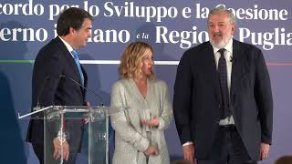 Firma dellAccordo per lo Sviluppo e la Coesione tra il Governo e la Regione Puglia EmilianoMeloni [upl. by Greenburg860]