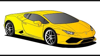 How to draw a LAMBORGHINI HURACAN PERFORMANTE  drawing lambo huracan sports car step by step easy [upl. by Eivlys]