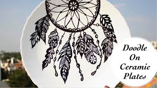 DIY Ceramic Decorative wall plates with Sharpie DIY Mothers Day Gift Idea  Zendoodle Art [upl. by Lexy13]