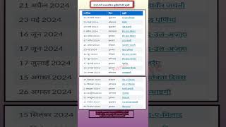 List of Gazetted Holidays 2024  2024 राजपत्रित छुट्टियों की सूची [upl. by Leff298]