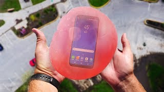 Can Wubble Bubble w Water Protect Galaxy S8 from 100FT Drop Test [upl. by Aiekat]