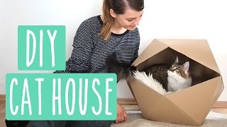 Geometric Cat House  DIY Katzenhaus aus Karton Upcycling [upl. by Kielty452]