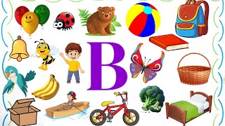 B words for kids  words start with letter B kids learning  B letter words alphabetforkids [upl. by Northey]