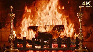 Relaxing Crackling Fireplace 4K  Holiday Yule Log Christmas Ambience No Music [upl. by Ayihsa]