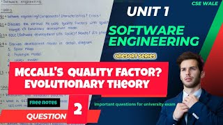 Mccalls quality factorQ2  Evolutionary theorySoftware engineering cse wale [upl. by Ahsratan915]