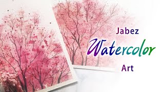 浪漫花卉水彩畫《水彩櫻花》Cherry blossom watercolor  桜の水彩画  벚꽃 수채화《DIY彩繪系列 85》 [upl. by Boser77]