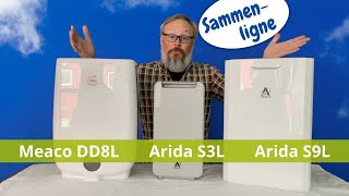 Sammenligne avfuktere med tørkerotor Meaco DD8L vs Arida S3L vs Arida S9L [upl. by Naresh]