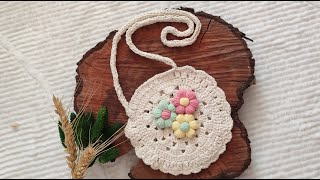 Örgü Bayram Çantası  Örgü Çoçuk Çantası Yapımı  Çiçek Motifi Yapımı  Bir Saatte Ör Sat handmade [upl. by Eseret]