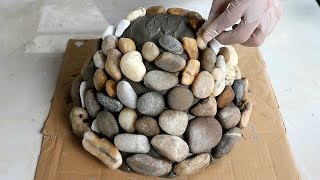 DIY stone flower pots easy at home  Project craft with pebbles  Amazing Ideas for your garden [upl. by Nilra]