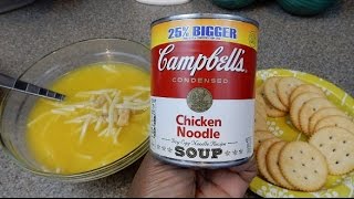 quot DollarTreequot Great Food Deal  Campbells Chicken Noodle Soup 25 Bigger [upl. by Stevena]