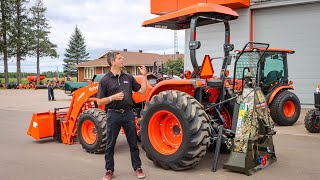 Customer Kubota MX6000 Tractor and Wallenstein FX85 Skidding Winch [upl. by Oxford]