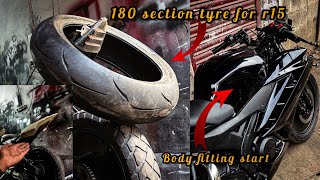 Install 180 section tyre in r15Indonesian kit ko lagana start kardiyamodified r15 [upl. by Queston]