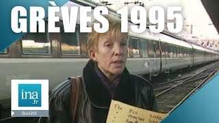 Grèves 1995 SNCF quotil ny a aucune raison darrêter le mouvementquot  Archive INA [upl. by Nauwaj]