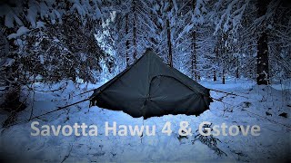 Freezing winter night with Savotta Hawu 4 tent and Gstove [upl. by Ronda775]