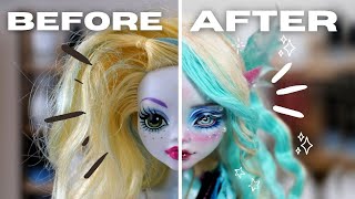 REVAMPING OLD DOLLS  LAGOONA BLUE MONSTER HIGH Doll repaint and customisation relaxing  etellan [upl. by Norman458]