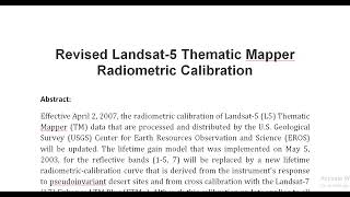 Revised Landsat 5 Thematic Mapper Radiometric Calibration [upl. by Guillema]