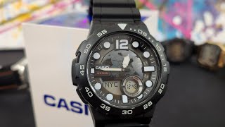 The First Look And Unboxing Of The Casio AEQ100W1AVCF quot3D Dialquot AnaDigi [upl. by Brazee967]