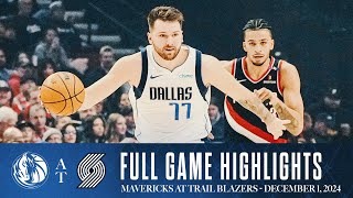 Dallas Mavericks Highlights vs Portland Trailblazers  December 1 2024 [upl. by Einal]