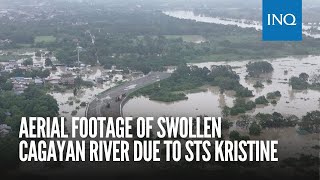 Aerial footage of swollen Cagayan River due to Severe Tropical Storm Kristine [upl. by Hadik]