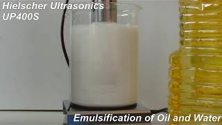 Ultrasonic Emulsification of Oil in Water  Hielscher Sonicator [upl. by Nnayrrehs10]