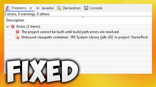 How to Fix Java Build Path Problems in Eclipse  Project Cannot Be Built Until Errors are Resolved [upl. by Latea]