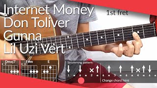 His amp Hers Internet Money Don Toliver Gunna Lil Uzi Vert Guitar Tutorial  Tab Chords Strum [upl. by Ainala]