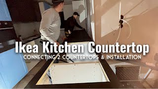 Ikea Laminate Countertop  How to Attach 2 pieces using miter bolts [upl. by Eignat]