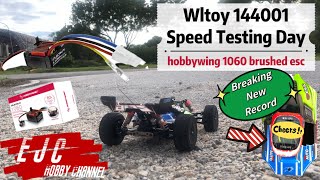 Wltoy XK 144001 Hobbywing 1060 Brushed ESC Test Speed Run And Breaking Previous Speed Record [upl. by Rance]