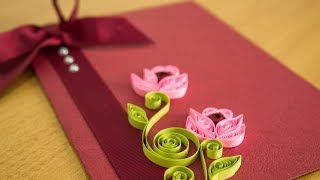 DIY Greeting Card Paper Quilling Flower Art by HandiWorks [upl. by Bevvy]